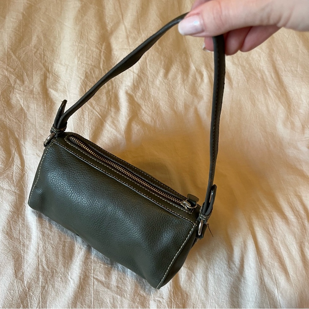 Olive Green Leather Shoulder Bag